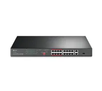 Nepārvaldāms statnē montējams tīkla komutators TP-LINK TL-SL1218P, 16 × 10/100 Mbps RJ-45, 1 × SFP, 16 × PoE+, 100–240 V AC, 50–60 Hz