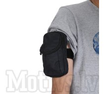 Sporta rokas aproce somiņa mobilajiem telefoniem, izmērs L - Melns | Universal Double Zipped Pocket Sport Gym Armband Bag, Black