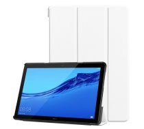 Huawei MediaPad T5 10.1" Tri-fold Leather Smart Stand Cover Case, white - vāks apvalks pārvalks maks