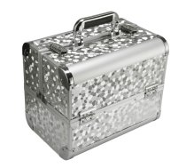 Kosmētikas Piederumu Koferis Soma Organaizers - 30,5x20,5x25cm, Sudrabains | Makeup Case Box Cosmetic Bag Organizer