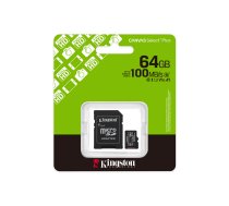 Kingston Canvas Select Plus Gen3 64GB microSD Memory Card (UHS-I 100 MB/s read) + Adapter | Atmiņas Karte ar Adapteri