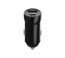 Maxlife MXCC-04 Quick Car Charger USB Type C + USB 20W, Black | Automašīnas Telefona Lādētājs