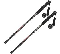 Skandināvu staigāšanas nūjošanas nūjas teleskopiskās ar antišoku 2gab, Melnas | Nordic Walking Trekking Hiking Sticks Poles Set Anti-Shock