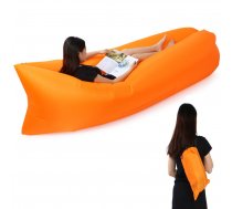 Piepūšamā Gaisa Gulta Dīvāns Matracis Sauļošanas Krēsls Pufs, Oranžs | Inflatable Air Sofa Lazy Bag Bivan Lamzac