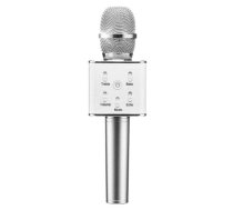 Bezvadu mikrofons ar iebūvētu skaļruni, sudraba | Karaoke microphone portable wireless speaker