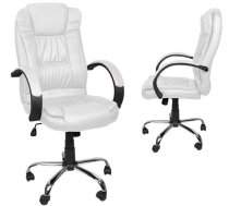 Ādas Ofisa Mājas Istabas Kabineta Biroja Krēsls, Balts | Leather Office Chair, White