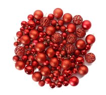 Ziemassvētku eglītes rotājumi 100 gab. + zvaigzne, sarkani - christmas baubles, tree decorations