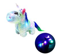 Daudzkrāsains plīša vienradzis rotaļlieta ar LED gaismu, 30 cm | Multicolored Plush Unicorn Toy with LED Light