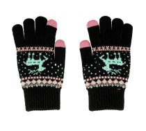 Gloves for Touch Screen Standart SIze, Black with Reindeer | Ekrāna Skārienjūtīgie Cimdi