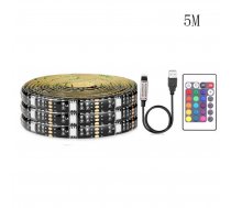 USB LED Light RGB Color Waterproof LED Strip Light TV Backlight + Remote Control, 5m | Gaismas Josla Lente Virtene