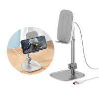 Baseus Telefona Planšetes Galda Statīvs Turētājs ar Bezvadu Lādētāju 15W | Desktop Phone Holder Stand Wireless Qi Charger Tripods