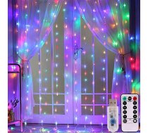 Ziemassvētku Virtene "Aizkars" ar Tālvadības Pulti un USB, 200 LED Lampiņas Gaismas, 3х3m, Daudzkrāsaina | Christmas Lights Garland "Curtain"