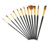 Māksliniecisko Otu Komplekts Zīmēšanai 12 gab., Melns | Artists' Paint Drawing Brushes Set