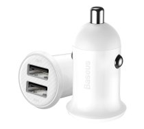 Baseus Grain Pro Car Charger 2x USB 4.8A, White | Automašīnas Telefona Lādētājs, Uzlādes Ierīce