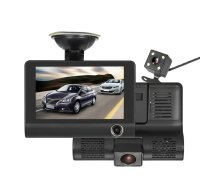 DVR-04 Automašīnas Videoreģistrators Priekšējā un Aizmugurējā Kamera , Melna | Car Dash Camera Video Registrator Full HD