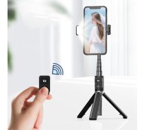 Saliekams selfiju pašiņu kāts nūja un telefona statīvs tripods ar Bluetooth pulti + LED gaisma, 80cm | Selfie Stick Stand and Remote Control, Fill Light