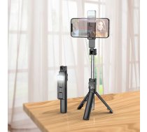 Borofone BY8 Magic Fill Saliekams Selfiju Kāts Nūja + Tripods ar Bluetooth, Melns | Selfie Stick + Tripod with Bluetooth