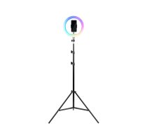 Havit ST7026 Gredzenveida Riņķa LED RGB Lampas Gaismas Komplekts ar Statīvu 2,1m un Telefona Turētāju | Ring Light Lamp Set with Stand and Phone Holder for Photo Tiktok Vlogging