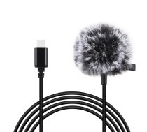 Puluz Jack USB Type-C Lavalier Wired Condenser Recording Microphone, 1.5m | Mikrofons Datoram Telefonam Kamerai