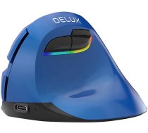 Bezvadu Vertikālā Datorpele Delux M618Mini BT4.0 + 2.4Ghz 4000 DPI RGB, Zila | Wireless Vertical Computer Mouse