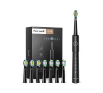 Soniskā zobu birste, elektriskā zobu suka ar uzgaļu komplektu FairyWill FW-E11 (melna) | Sonic Toothbrush with Head Set