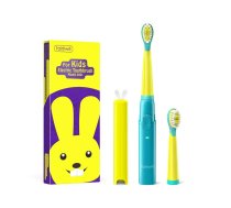 Bērnu elektriskā zobu birste, soniskā zobu suka ar uzgaļu komplektu FairyWill FW-2001 (zila/dzeltena) | Sonic Toothbrush with Head Set