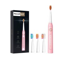 Soniskā zobu birste, elektriskā zobu suka ar galviņu komplektu FairyWill FW507 (rozā) | Sonic Toothbrush with Head Set