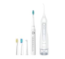 Soniskā zobu birste, elektriskā zobu suka ar uzgaļu komplektu un irigatoru FairyWill FW-507+FW-5020E (balta) | Sonic Toothbrush
