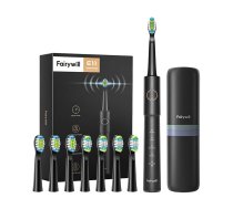 Soniskā zobu birste, elektriskā zobu suka ar uzgaļu komplektu un futrāli FairyWill FW-E11 (melna) | Sonic Toothbrush