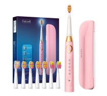 Soniskā zobu birste, elektriskā zobu suka ar uzgaļu komplektu un futrāli FairyWill FW-508 (rozā) | Sonic Toothbrush