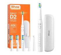 Soniskā zobu birste, elektriskā zobu suka ar uzgaļiem un ceļojuma futrāli Bitvae D2 (balta) | Sonic Toothbrush
