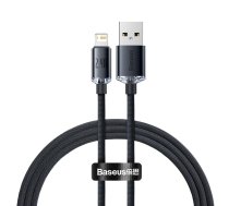 Baseus Crystal Shine USB to Apple iPhone Lightning Data Charging Cable 2.4A, 1.2m, Black | Lādētājvads Datu Pārraides Kabelis