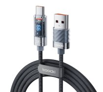 Toocki USB to USB Type C Data Charging Cable 66W with LCD, 1m, Gray | Lādētājvads Datu Pārraides Kabelis