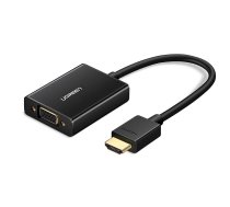 Ugeen MM102 HDMI to VGA Video Adapter with Audio, Black | Audio Video Kabelis Vads Adapteris