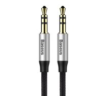 Baseus Yiven 3.5mm AUX audio kabelis, 1m, melns/sudraba - aux cable, audio cable, 3.5mm jack cable