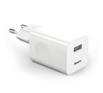 Baseus Travel Charger Adapter Wall Charger USB QC 3.0, White | Lādētājs Adapteris