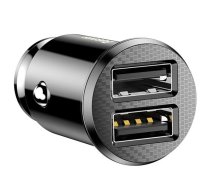 Baseus Grain Car Charger 2x USB 5V 3.1A, Black | Automašīnas Telefona Lādētājs, Uzlādes Ierīce