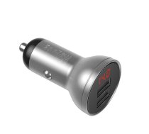 Baseus Digital Display Dual USB Car Charger 4.8A, 24W, Silver | Automašīnas Telefona Lādētājs Uzlādes Ierīce