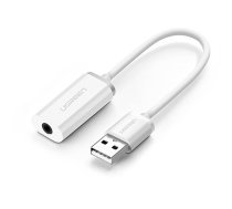 Ugreen US206 Audio Adapter, USB to Mini Jack 3.5mm AUX, White | USB Audio Adapteris Pāreja