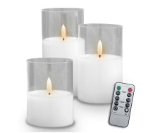 LED Sveču Komplekts ar Tālvadības Pulti, 3 gab. | Set of 3 LED Candles with Remote Control - night light for bedroom