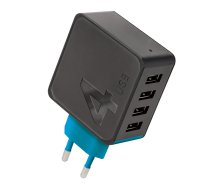 Forever Wall Charger TC-04, 4 x USB, 4.8A, Black | Lādētājs, Adapters