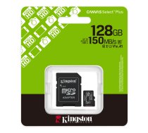 Kingston Canvas Select Plus Gen3 128GB microSD Memory Card (UHS-I 150 MB/s read) + Adapter | Atmiņas Karte ar Adapteri