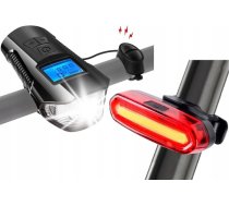 Ūdensizturīgs Velosipēda Priekšējais un Aizmugurējais LED Lukturis Gaisma ar Displeju un Skaitītāju | Bicycle Front and Back Rear LED Light