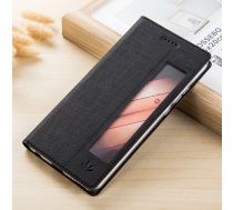 Huawei P20 Pro 2018 (CLT-L09, L29) VILI DMX Cross Texture View Leather Stand Wallet Cover Case Accessory, Black | Vāks Maciņš Maks Grāmatiņa Apvalks
