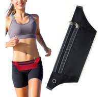 Skriešanas Vingrošanas Jostas Soma telefonam, Melna | Travel Running Belt Zipper Waist Crossbody Bag for Phone with Headphone Outlet