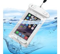 Universāls Ūdensnecaurlaidīgs Maciņš Vāciņš Soma Maiss Telefoniem līdz 6,5", Balts | Waterproof Phone Case Cover Pouch Dry Bag