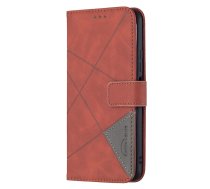 Xiaomi Mi 11 Lite Geometric Texture Wallet Stand Leather Phone Book Case Cover, Brown | Telefona Vāciņš Maciņš Apvalks Grāmatiņa