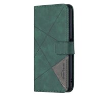Xiaomi Mi 11 Lite Geometric Texture Wallet Stand Leather Phone Book Case Cover, Green | Telefona Vāciņš Maciņš Apvalks Grāmatiņa