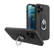 Samsung Galaxy S20 (SM-G980F/DS) Ring Silicone Case Cover with Finger Grip, Black | Telefona Vāciņš Maciņš Apvalks Bampers