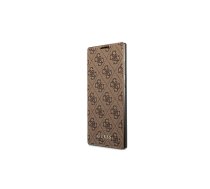 Samsung Galaxy S22 Ultra 5G (SM-S908) Guess Metal Gold Logo Book Case Cover, Brown | Telefona Maciņš Vāciņš Apvalks Bampers